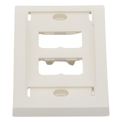 Placa de Pared Vertical Ejecutiva, Salida Para 4 Puertos Mini-Com, Con Espacios Para Etiquetas, Color Blanco Mate